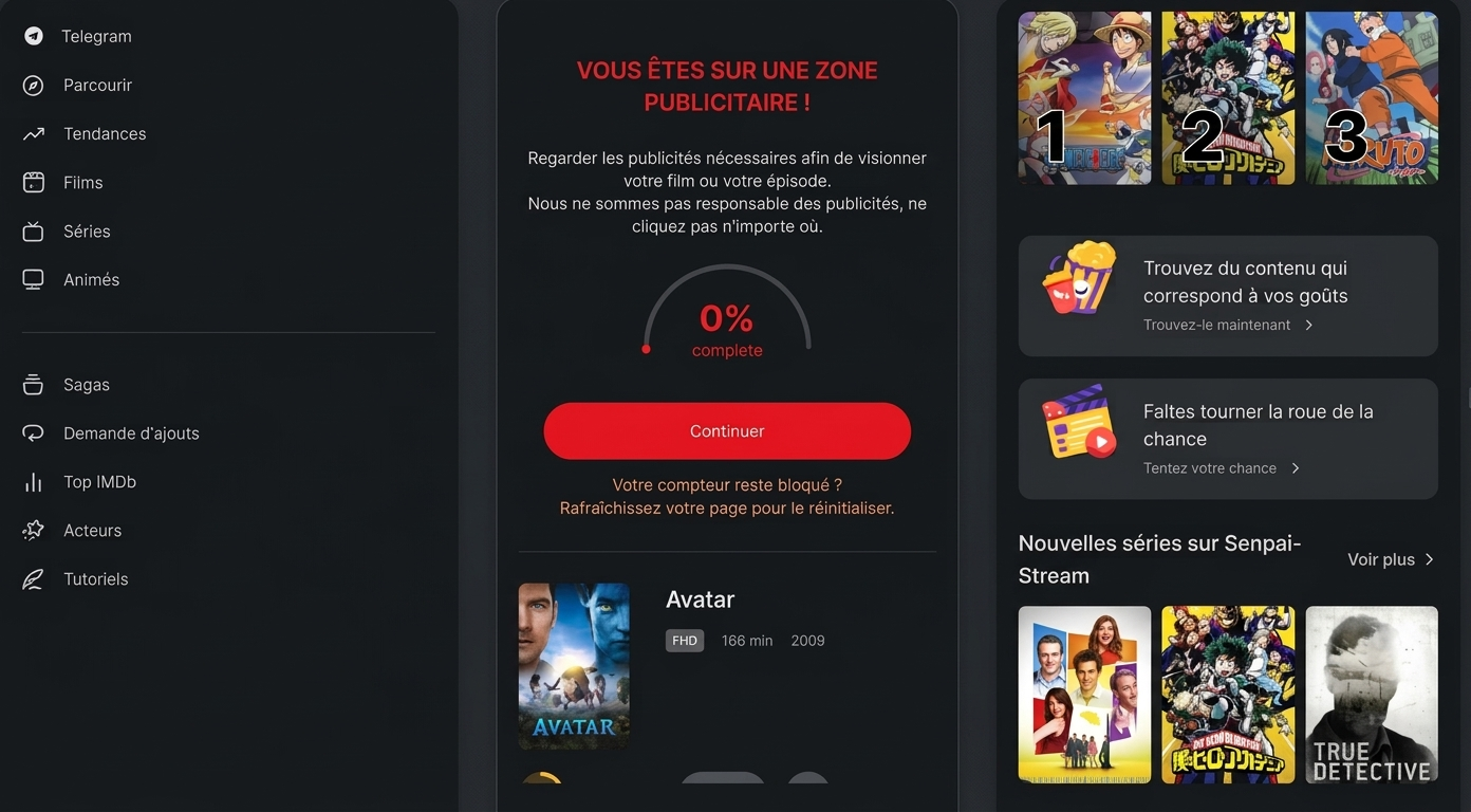 Captures d'écran de l'application Senpai-Stream